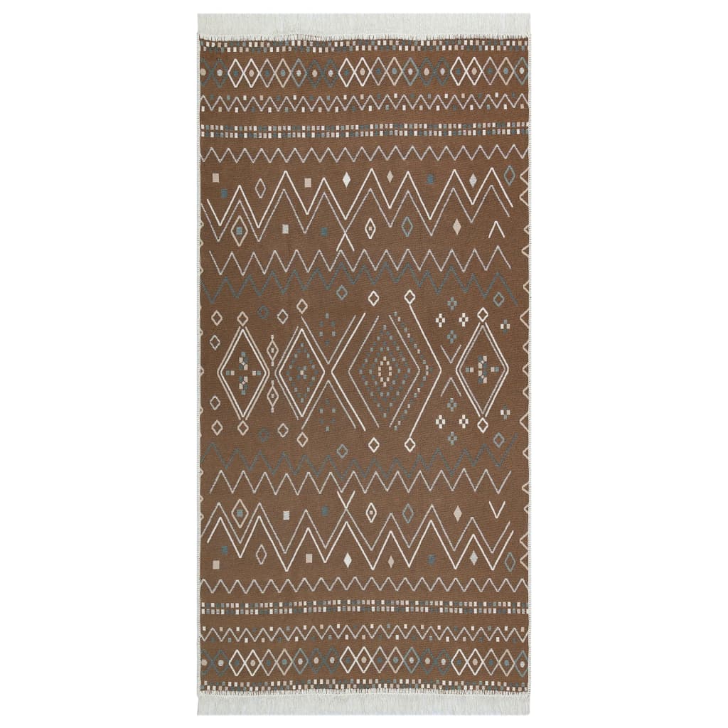 vidaXL Vloerkleed 120x180 cm katoen beige en blauw