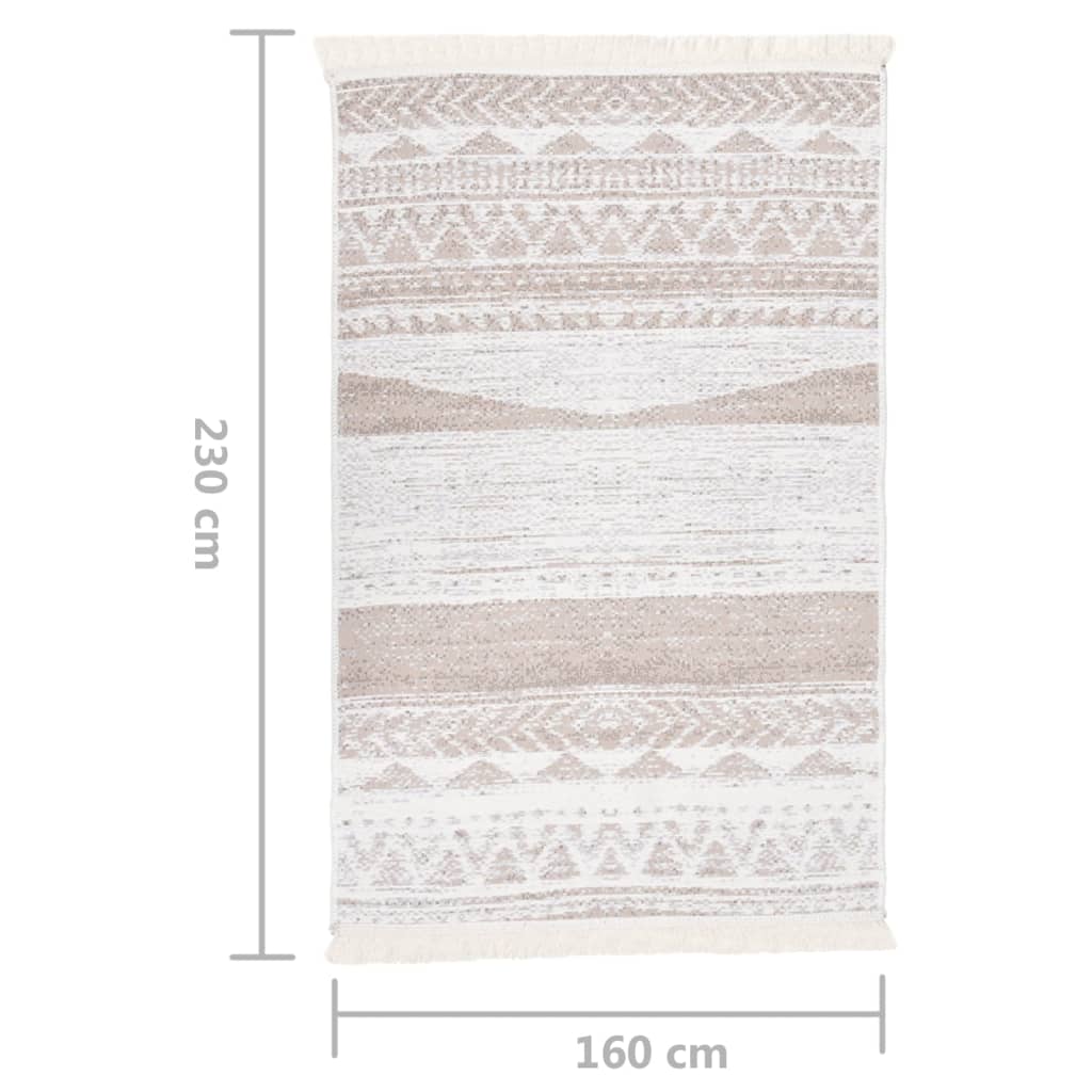 vidaXL Vloerkleed 160x230 cm katoen beige