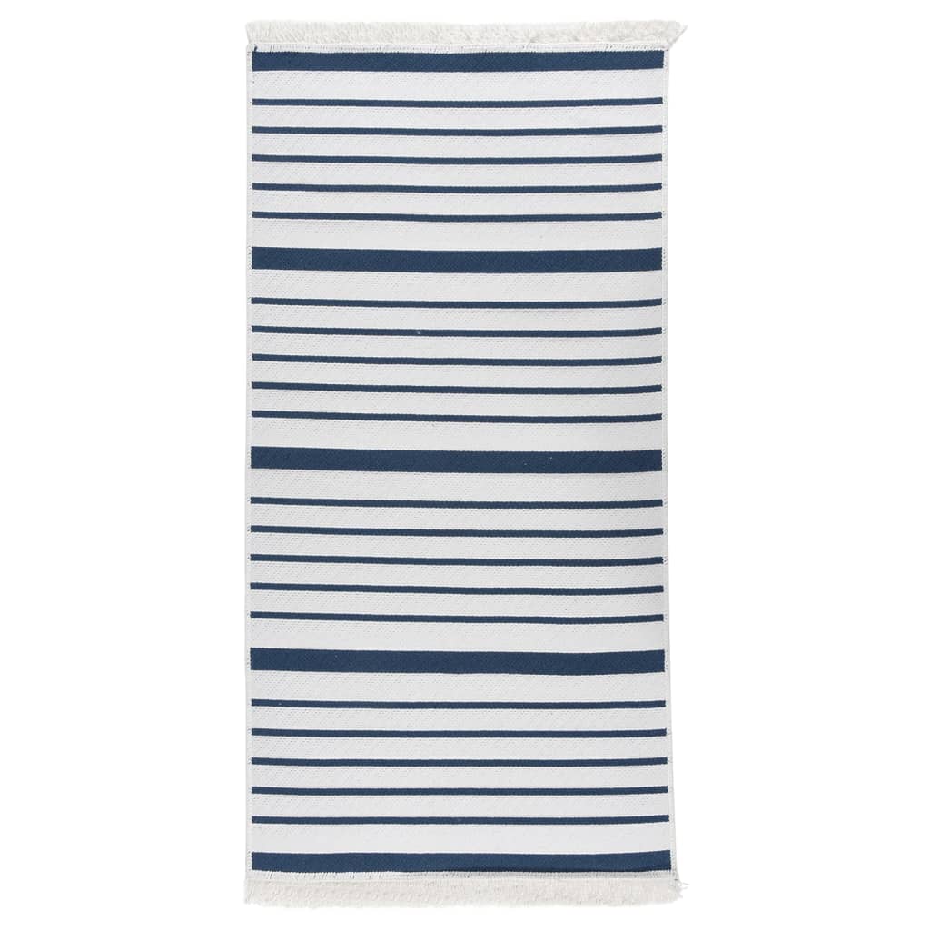 vidaXL Vloerkleed 80x150 cm katoen marineblauw
