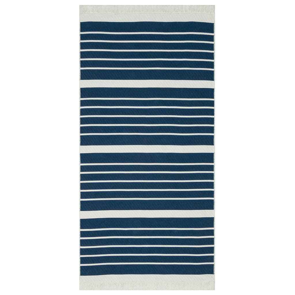 vidaXL Vloerkleed 80x150 cm katoen marineblauw