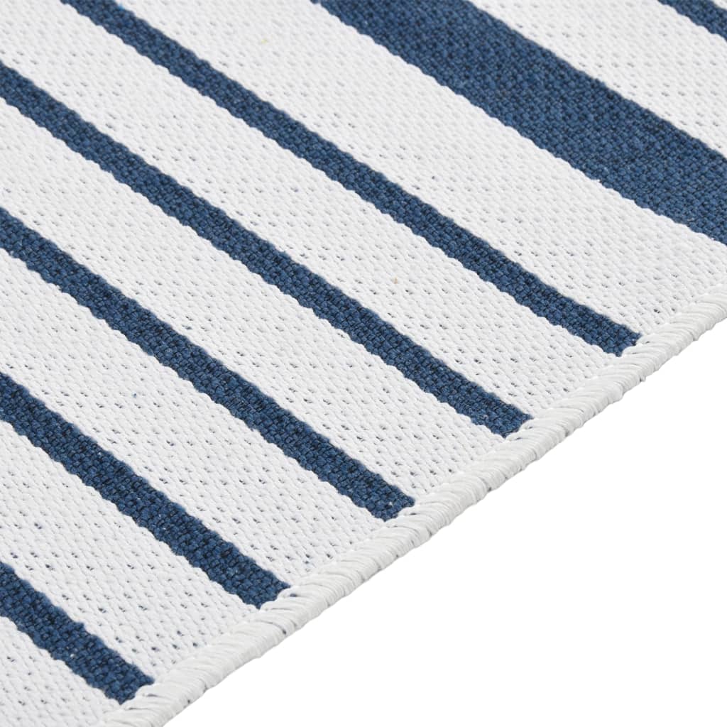 vidaXL Vloerkleed 80x150 cm katoen marineblauw