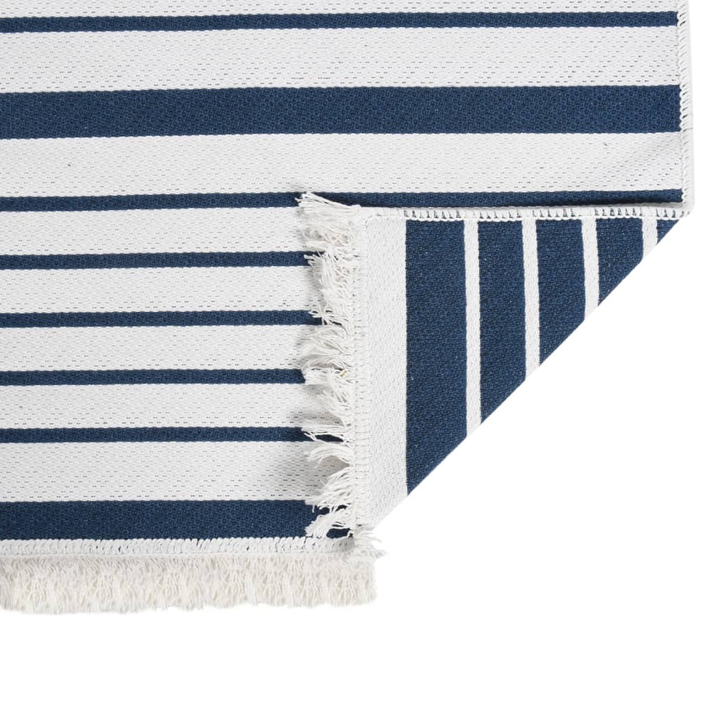 vidaXL Vloerkleed 80x150 cm katoen marineblauw