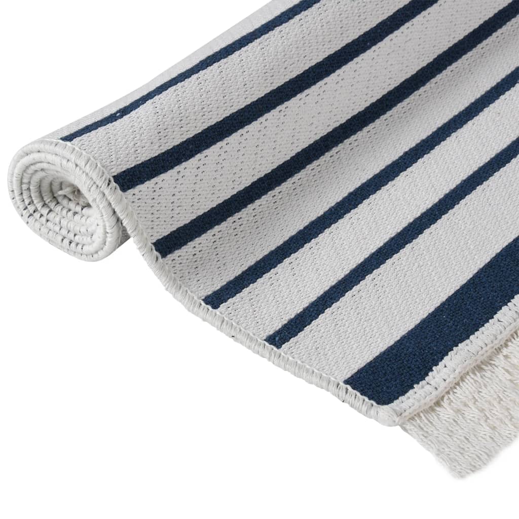 vidaXL Vloerkleed 80x150 cm katoen marineblauw