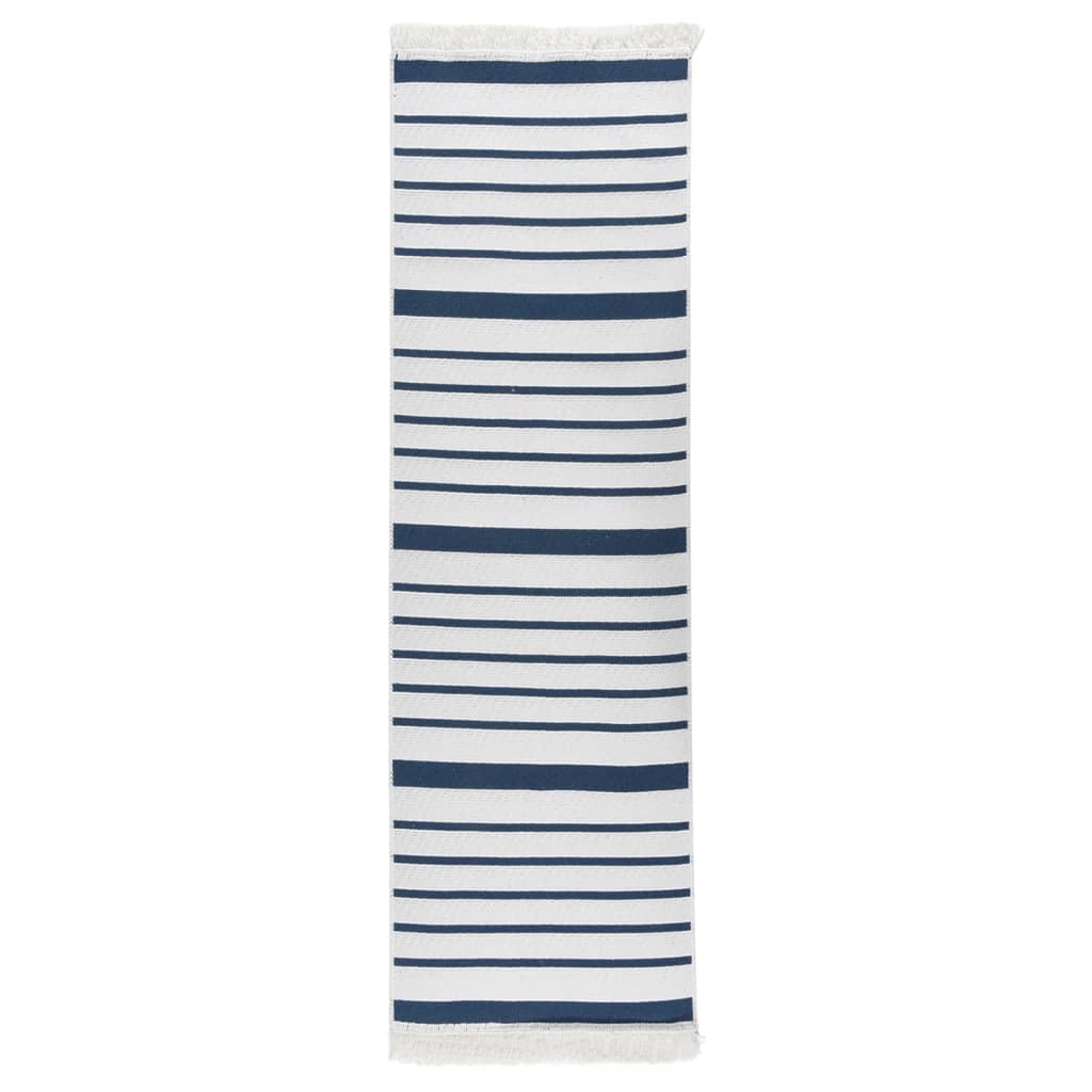 vidaXL Vloerkleed 80x150 cm katoen marineblauw