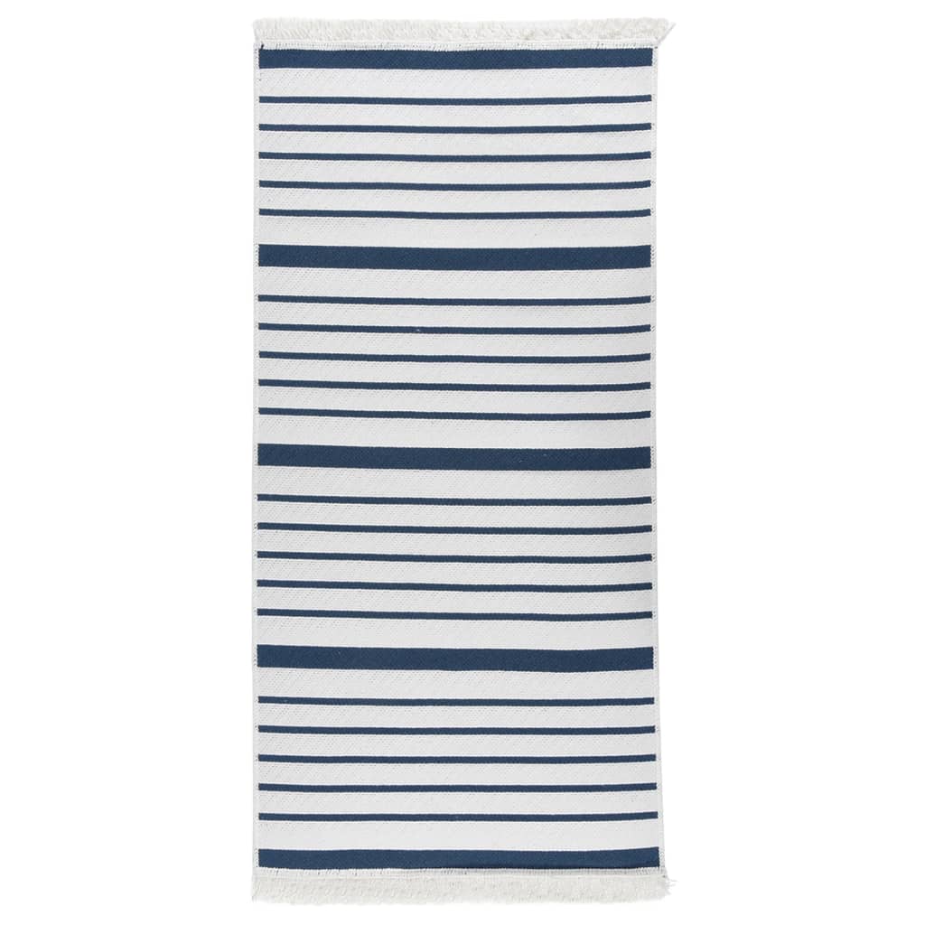 vidaXL Vloerkleed 80x150 cm katoen marineblauw