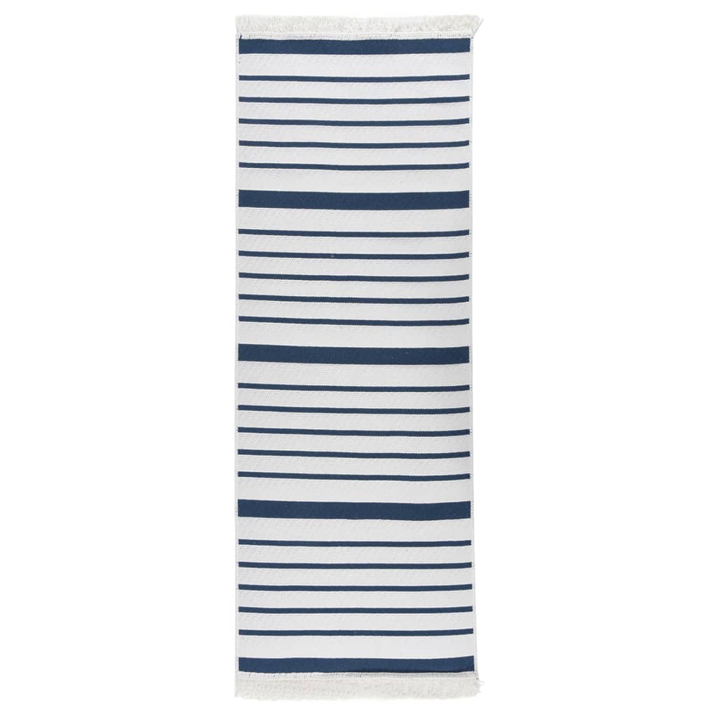 vidaXL Vloerkleed 80x150 cm katoen marineblauw