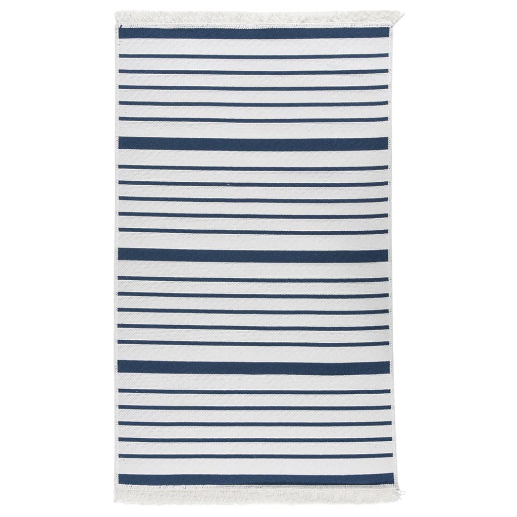 vidaXL Vloerkleed 80x150 cm katoen marineblauw