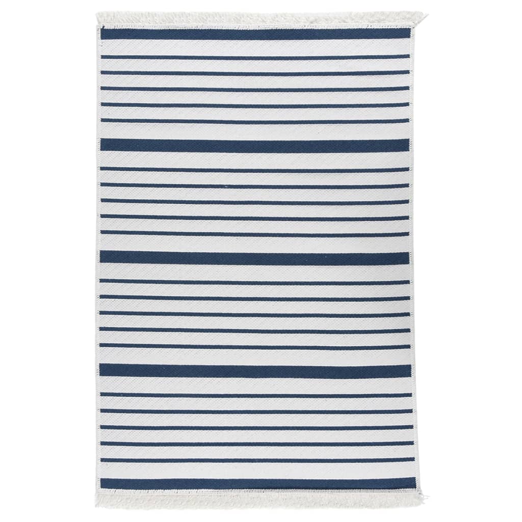 vidaXL Vloerkleed 80x150 cm katoen marineblauw