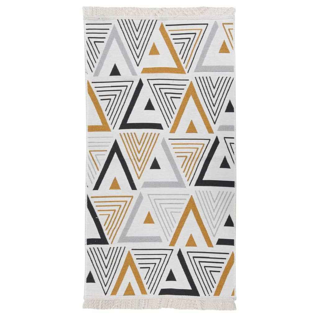 vidaXL Vloerkleed 80x150 cm katoen geel en grijs