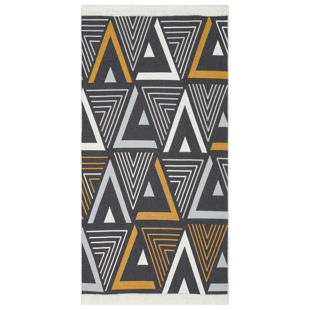 vidaXL Vloerkleed 80x150 cm katoen geel en grijs