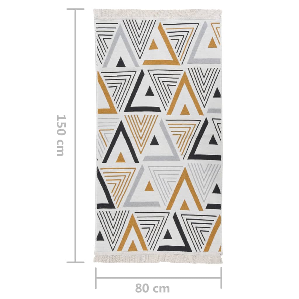 vidaXL Vloerkleed 80x150 cm katoen geel en grijs