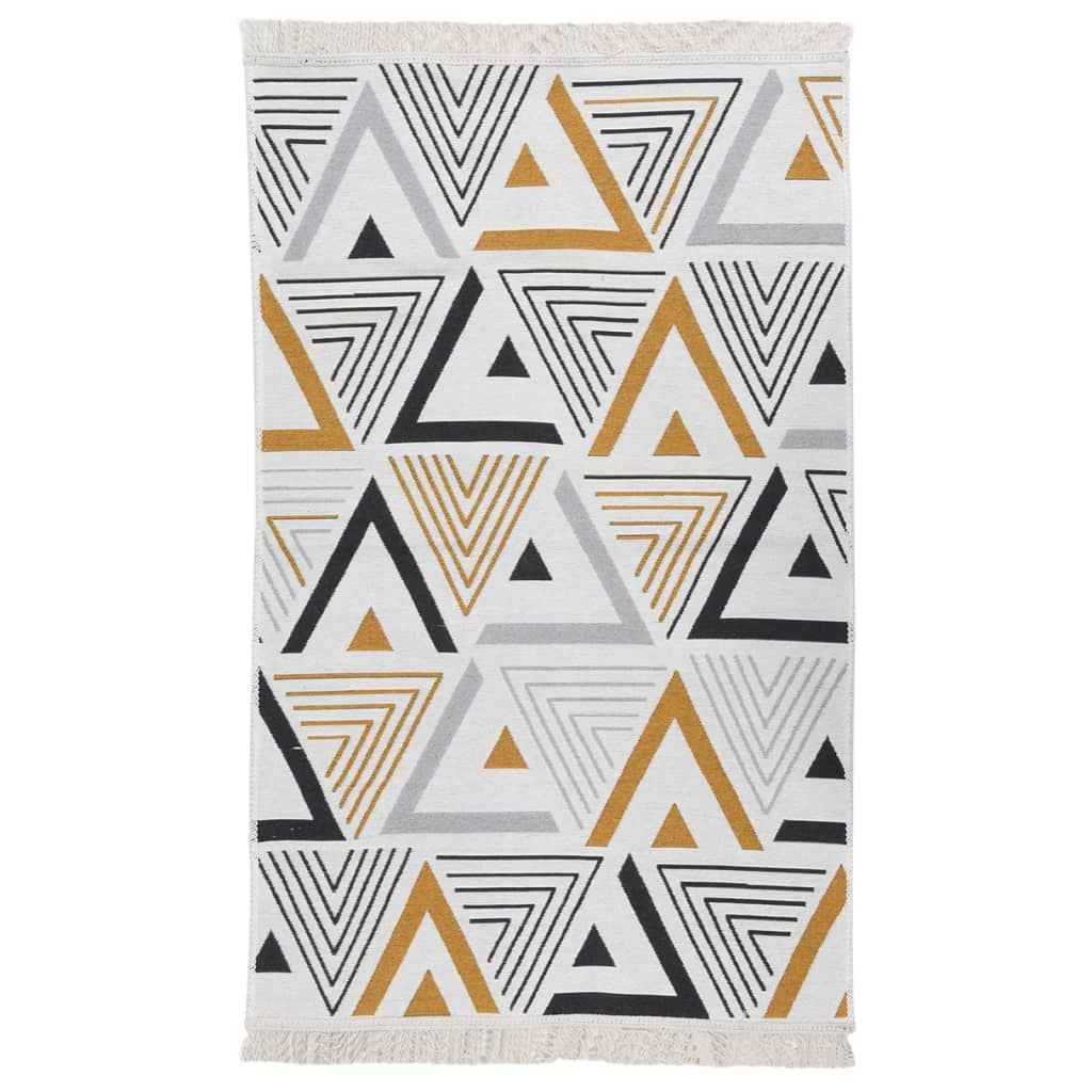 vidaXL Vloerkleed 80x150 cm katoen geel en grijs
