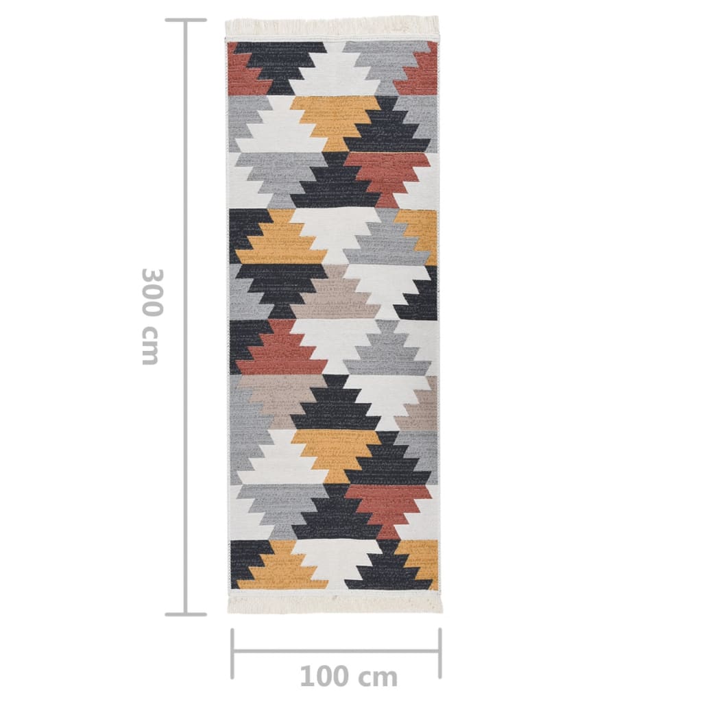 vidaXL Vloerkleed 100x300 cm katoen meerkleurig