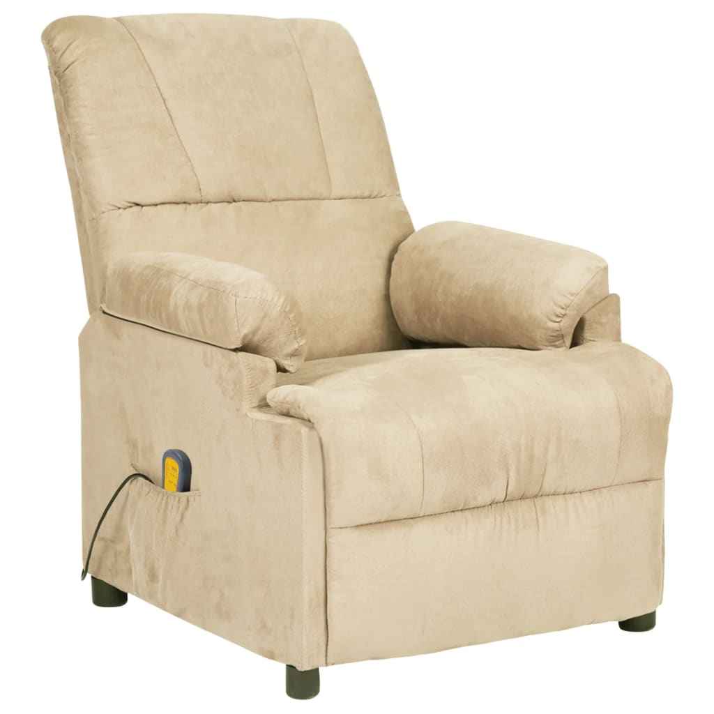 vidaXL Massagestoel microvezelstof crèmekleurig