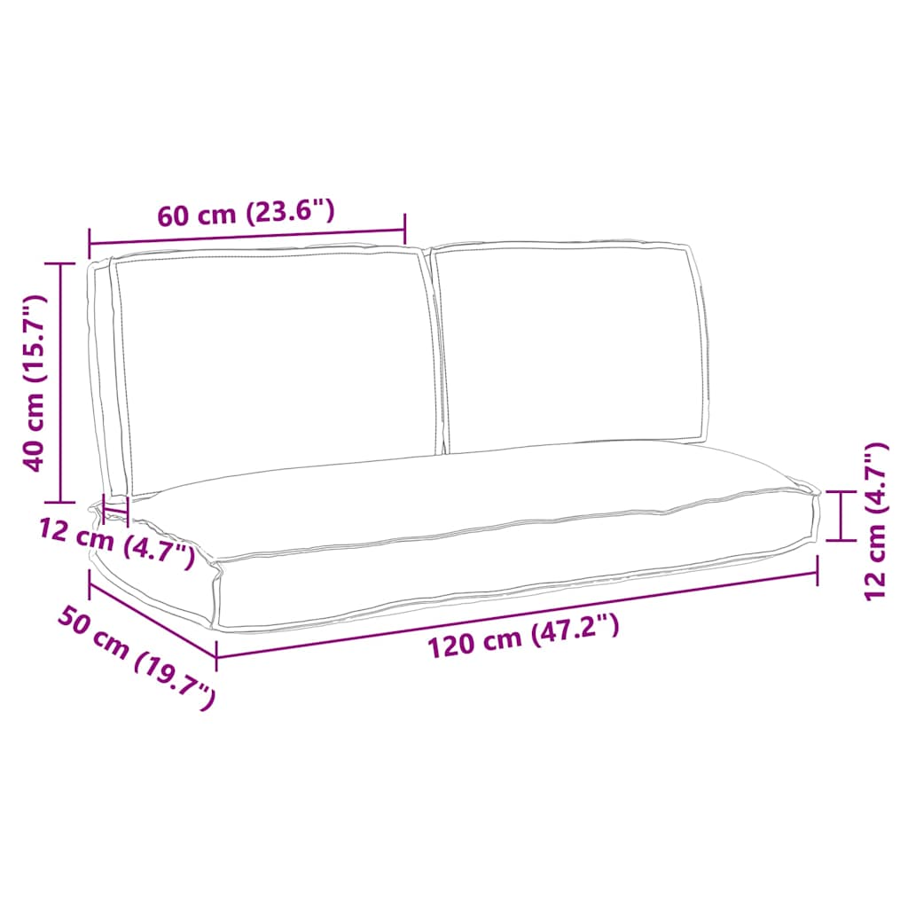 vidaXL Pallet Kussen Set 3 pcs Antraciet 120 x 50 x 12 cm Oxford stof