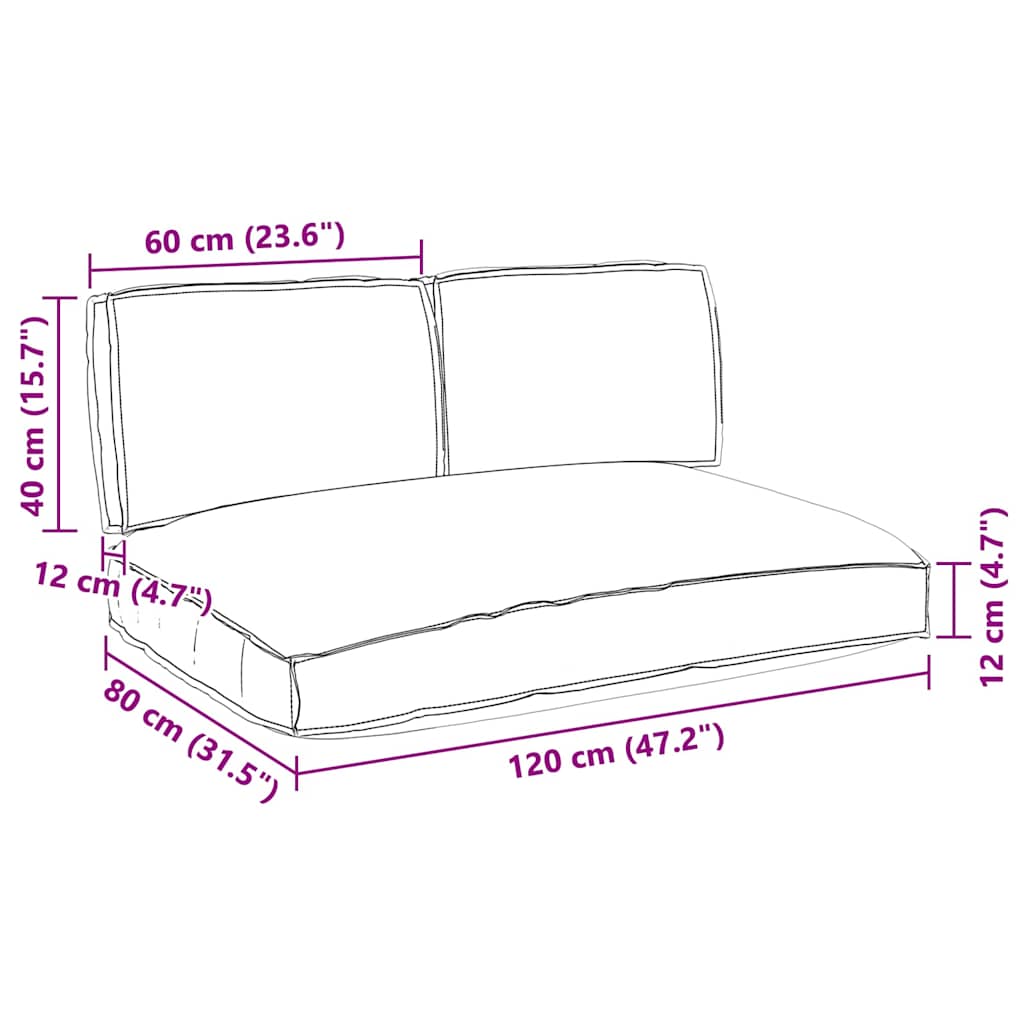 vidaXL Pallet Kussen Set 3 pcs Antraciet 120 x 80 x 12 cm Oxford stof