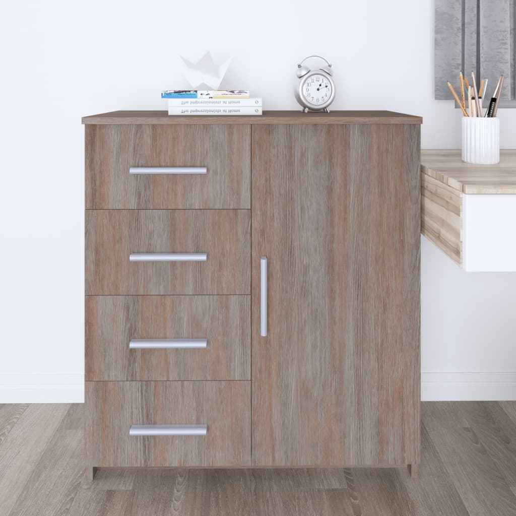 vidaXL Dressoir 79x35x88 cm bewerkt hout eiken