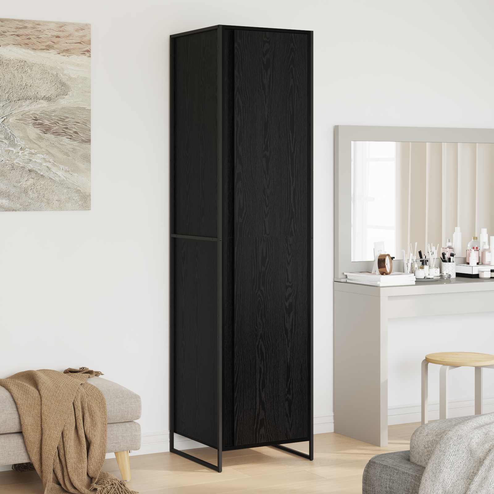 vidaXL Warderobe 2 pcs Zwart Eiken 50 x 50 x 200 cm Bewerkt hout