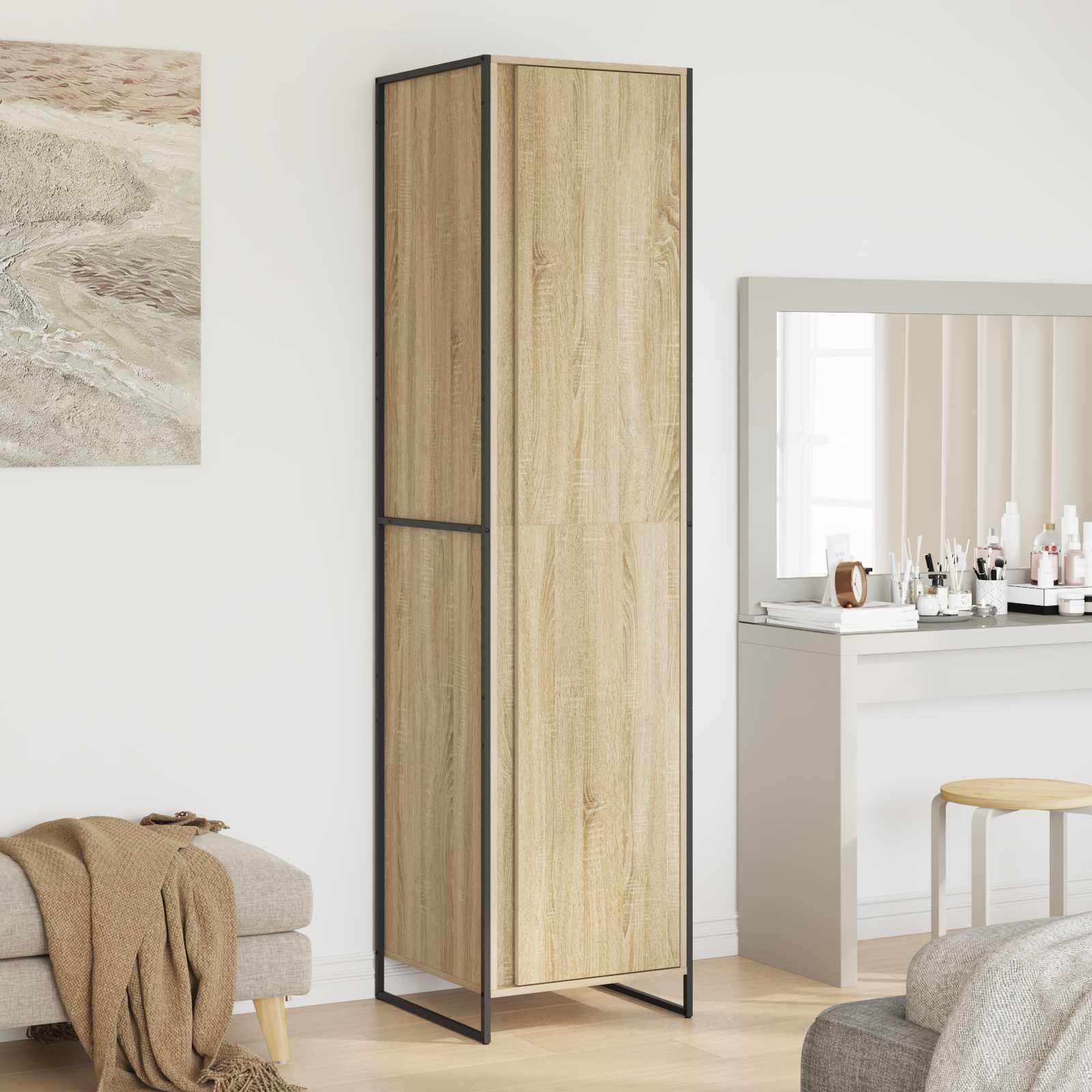 vidaXL Warderobe 2 pcs Zwart Eiken 50 x 50 x 200 cm Bewerkt hout