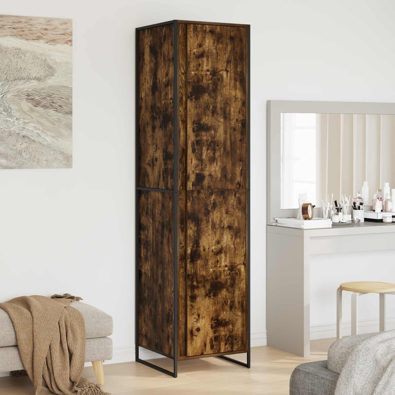 vidaXL Warderobe 2 pcs Zwart Eiken 50 x 50 x 200 cm Bewerkt hout
