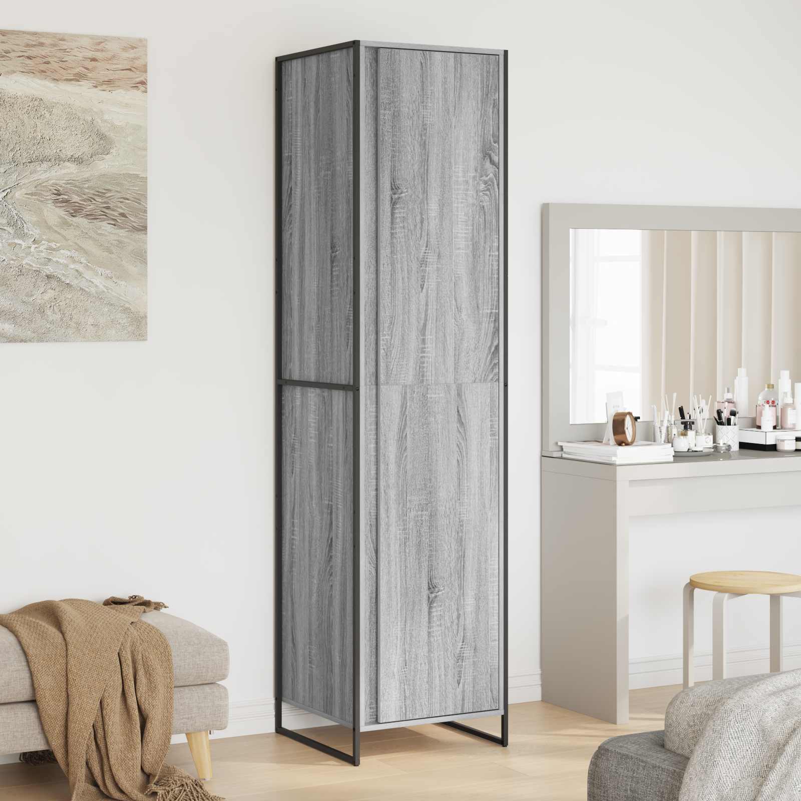 vidaXL Warderobe 2 pcs Zwart Eiken 50 x 50 x 200 cm Bewerkt hout