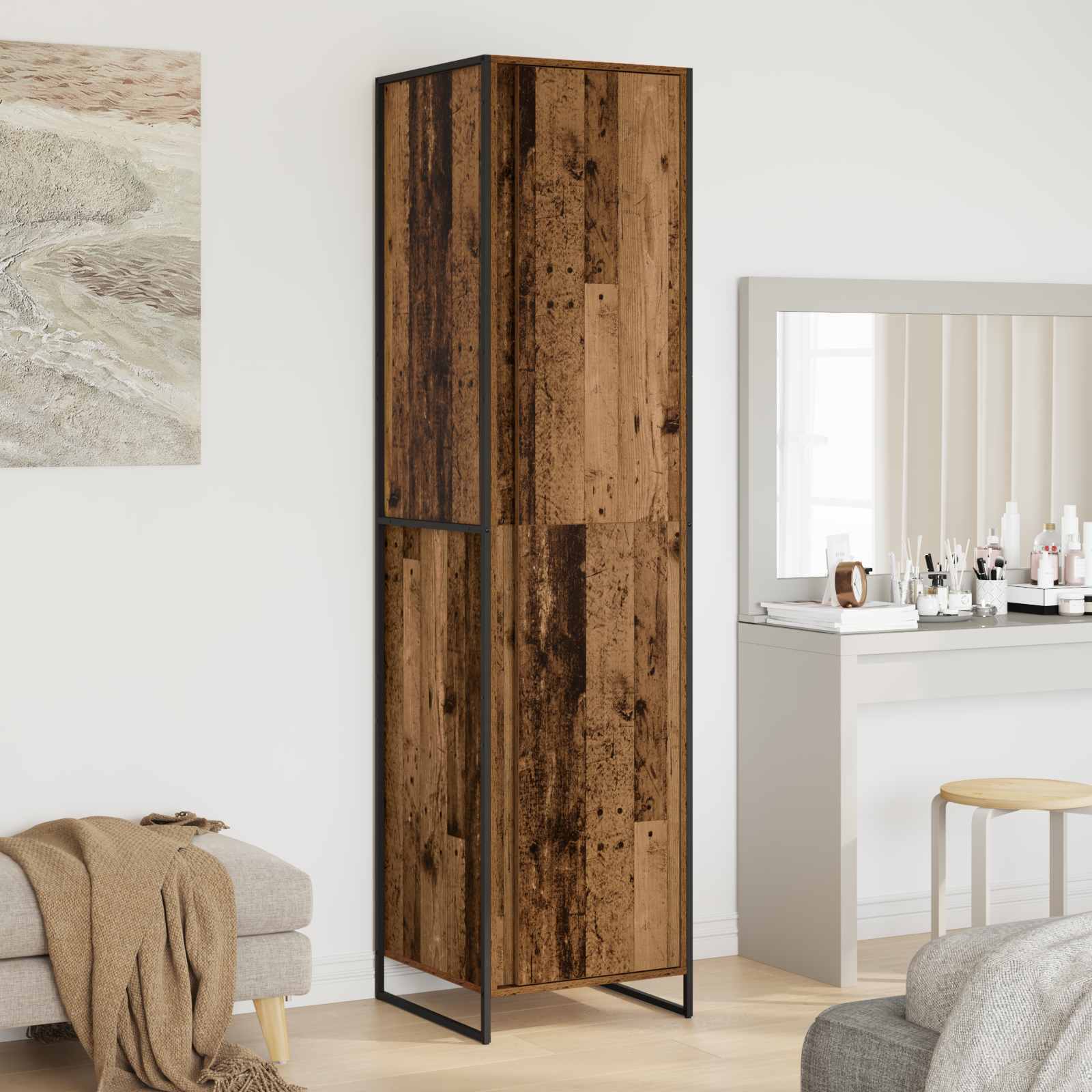 vidaXL Warderobe 2 pcs Zwart Eiken 50 x 50 x 200 cm Bewerkt hout