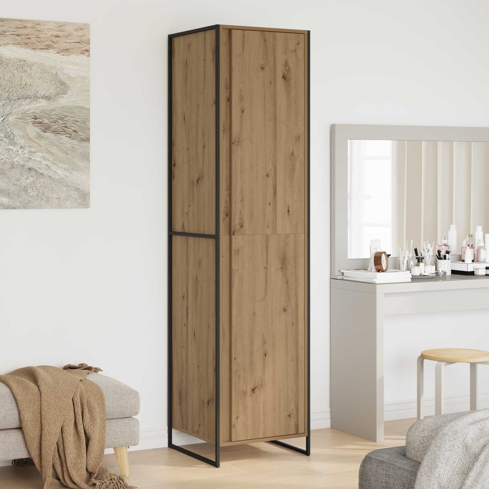vidaXL Warderobe 2 pcs Zwart Eiken 50 x 50 x 200 cm Bewerkt hout