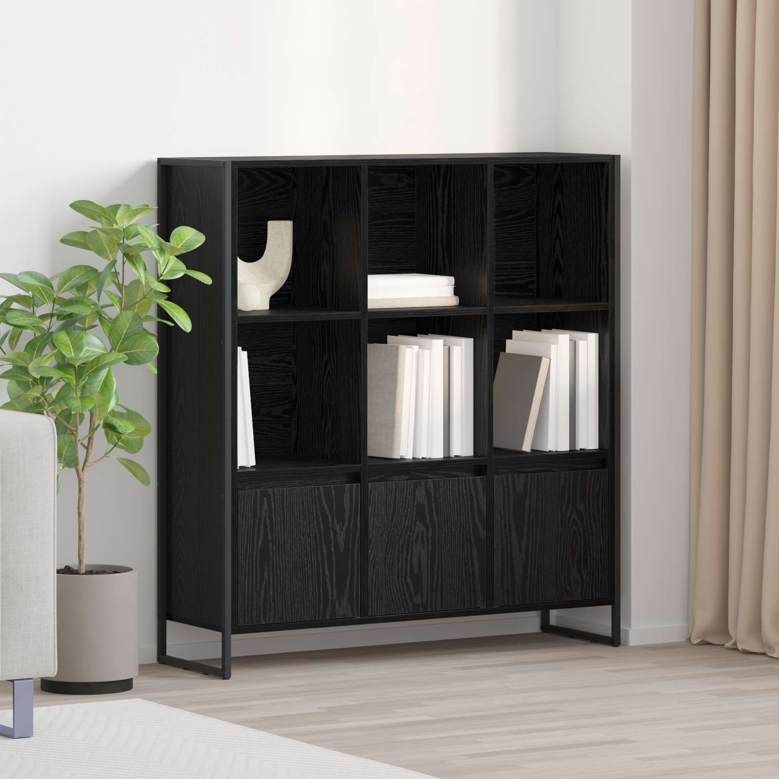 vidaXL Boekenkast 2 pcs Zwart Eiken 99,5 x 30 x 108,5 cm Bewerkt hout