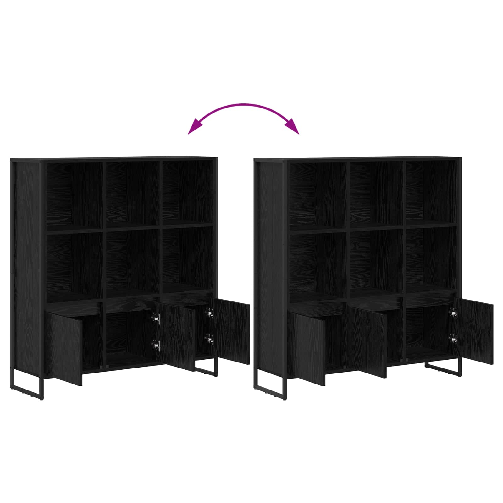 vidaXL Boekenkast 2 pcs Zwart Eiken 99,5 x 30 x 108,5 cm Bewerkt hout