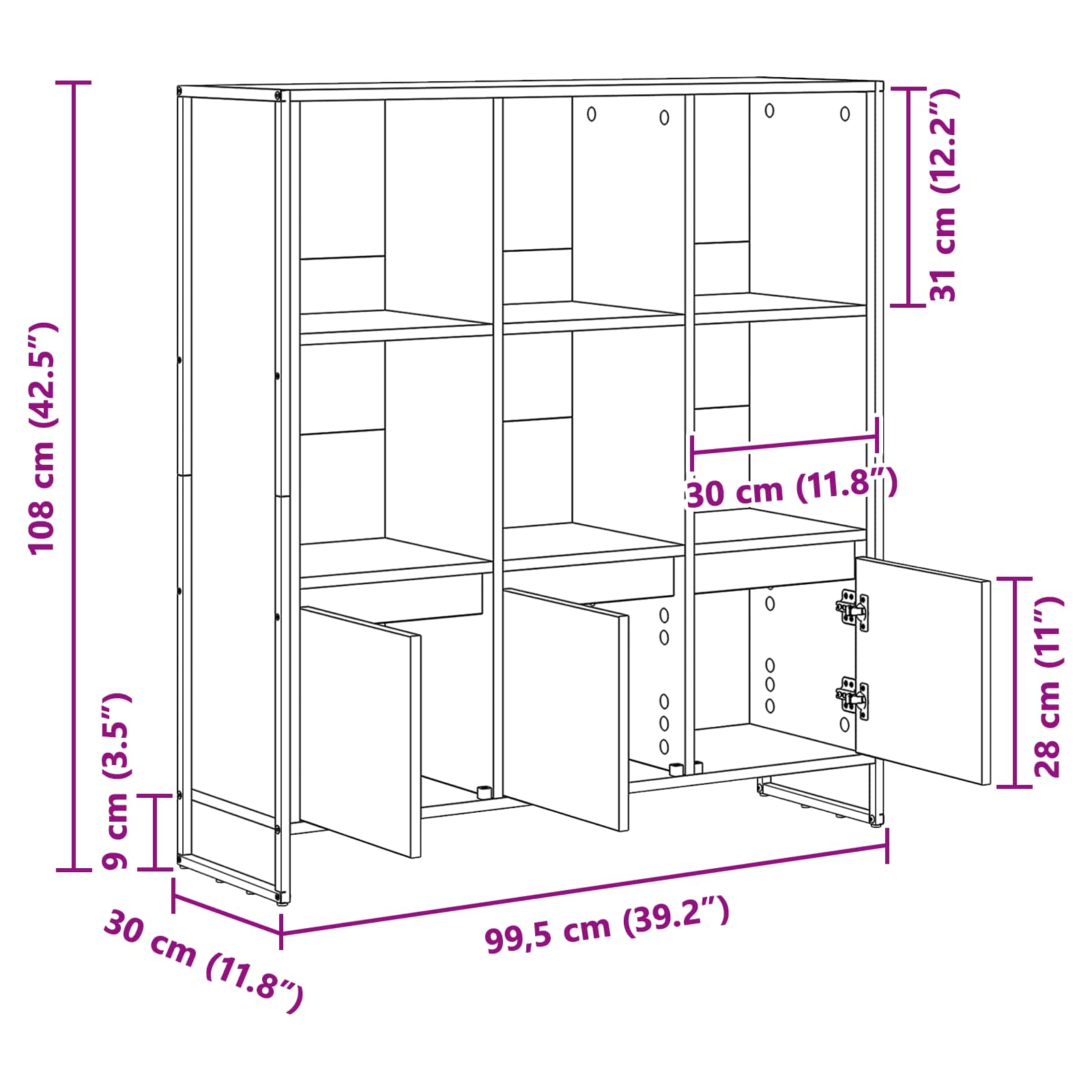 vidaXL Boekenkast 2 pcs Zwart Eiken 99,5 x 30 x 108,5 cm Bewerkt hout