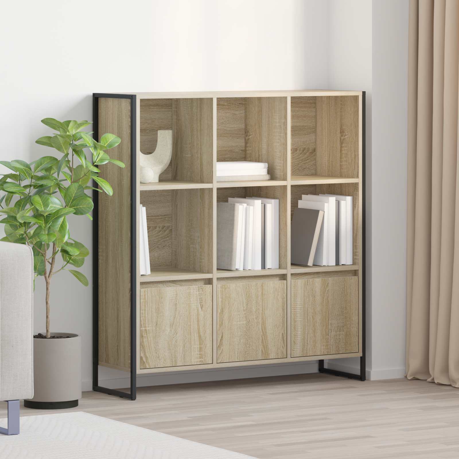 vidaXL Boekenkast 2 pcs Zwart Eiken 99,5 x 30 x 108,5 cm Bewerkt hout