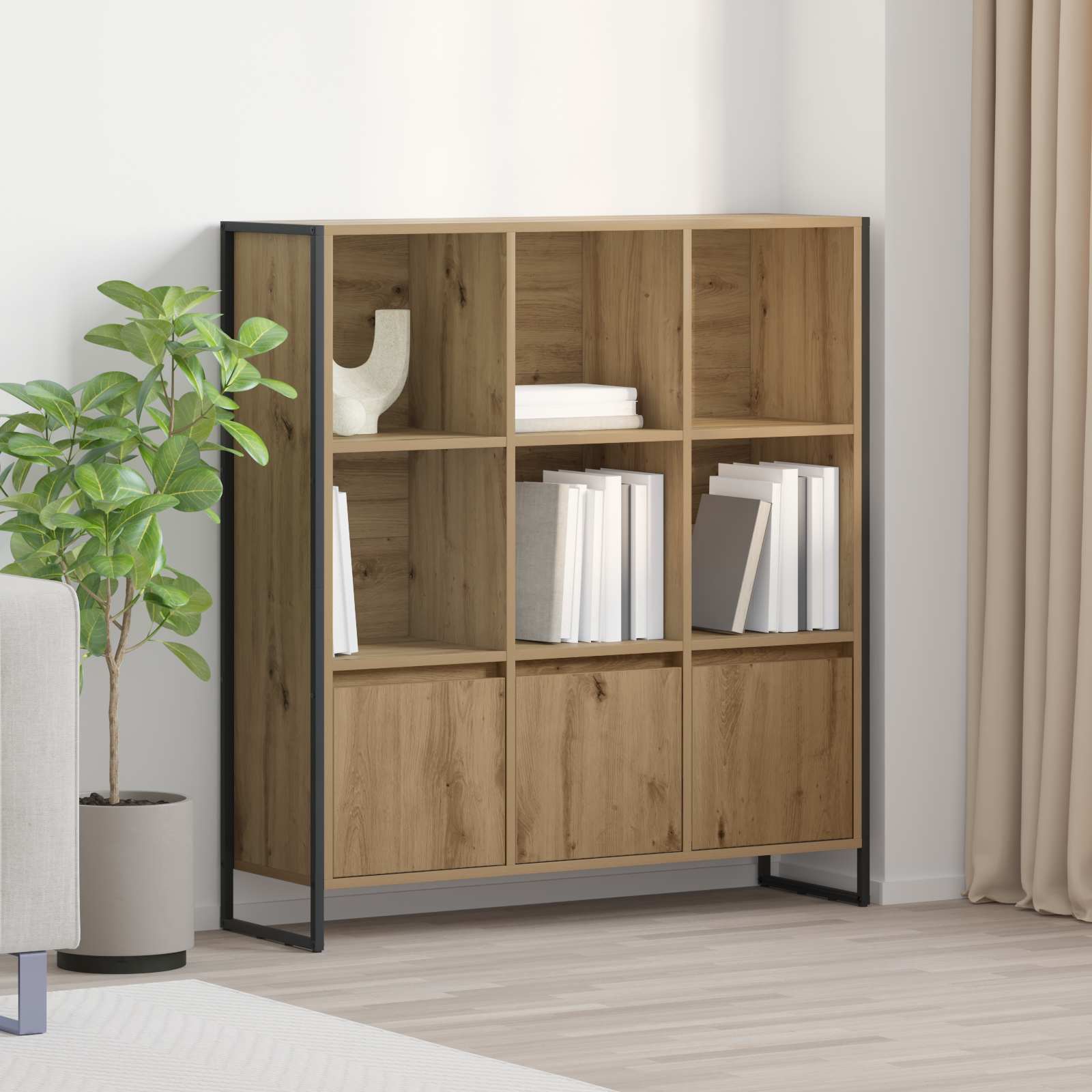 vidaXL Boekenkast 2 pcs Zwart Eiken 99,5 x 30 x 108,5 cm Bewerkt hout
