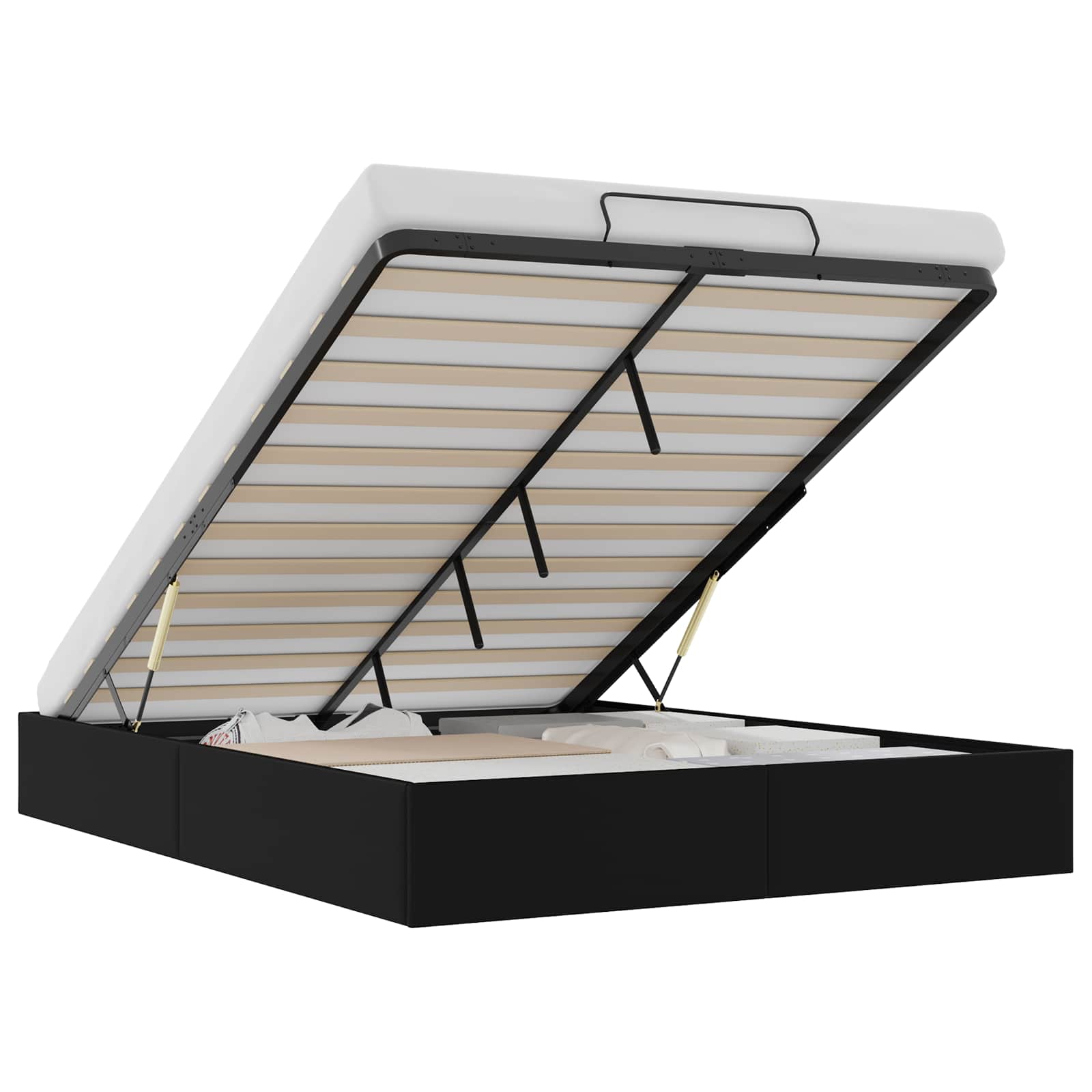 vidaXL Ottoman Bedframe Zwart King size Kunstleer