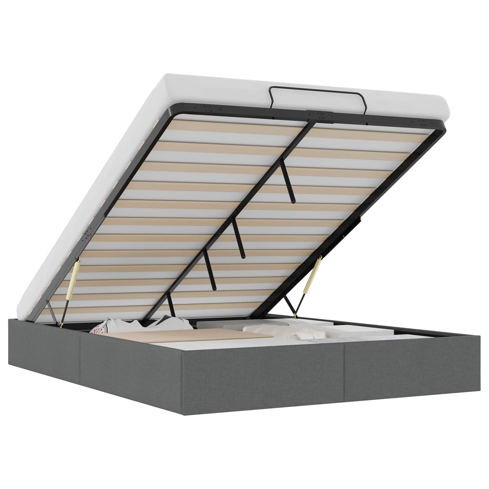 vidaXL Ottoman Bedframe Donkergrijs 153 x 203 cm Stof