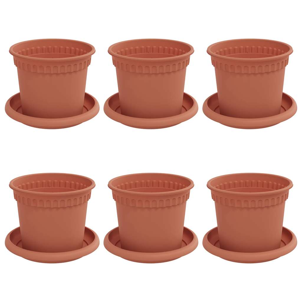 vidaXL Plantenpotten 6 pcs Baksteenrood Ø 17 x 14 cm Kunststof