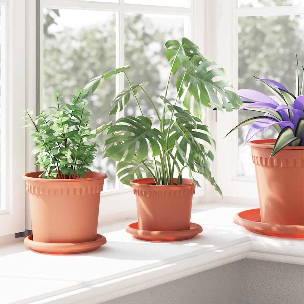 vidaXL Plantenpotten 6 pcs Baksteenrood Ø 17 x 14 cm Kunststof