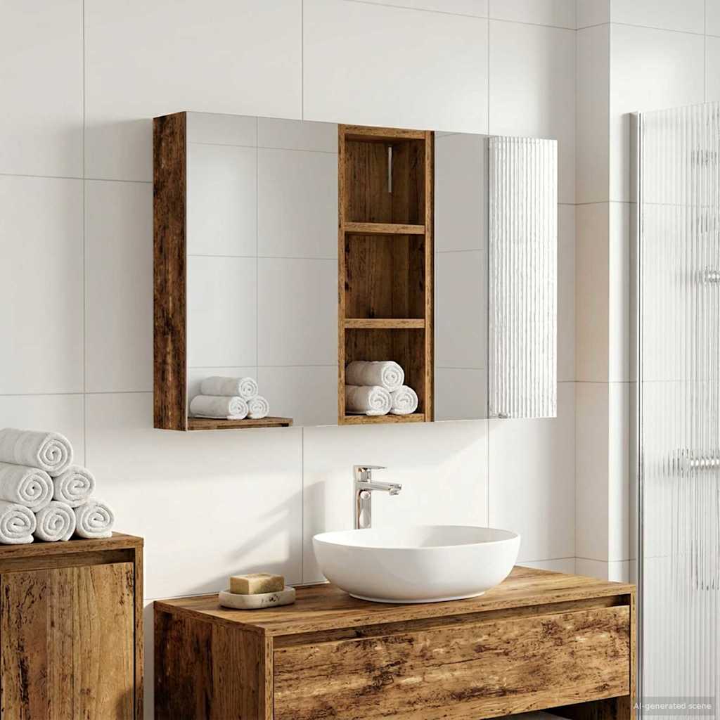 vidaXL Badkamerkastenset 3 pcs 80 x 10,5 x 50 cm Bewerkt hout