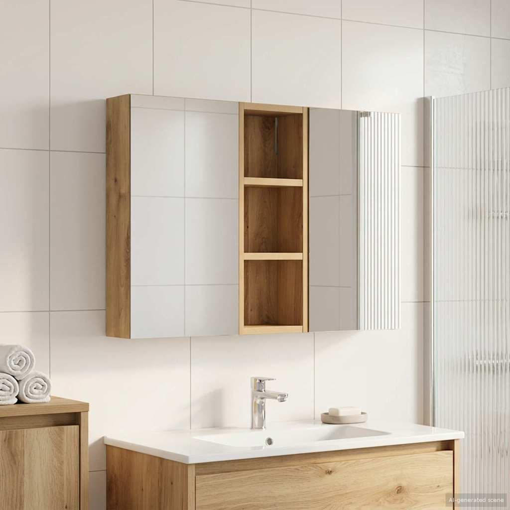 vidaXL Badkamerkastenset 3 pcs 80 x 10,5 x 50 cm Bewerkt hout
