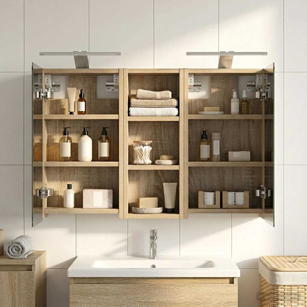 vidaXL Badkamerkastenset 3 pcs 80 x 10,5 x 50 cm Bewerkt hout