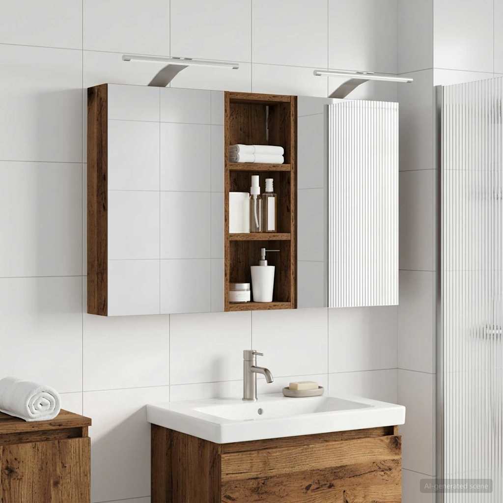 vidaXL Badkamerkastenset 3 pcs 80 x 10,5 x 50 cm Bewerkt hout