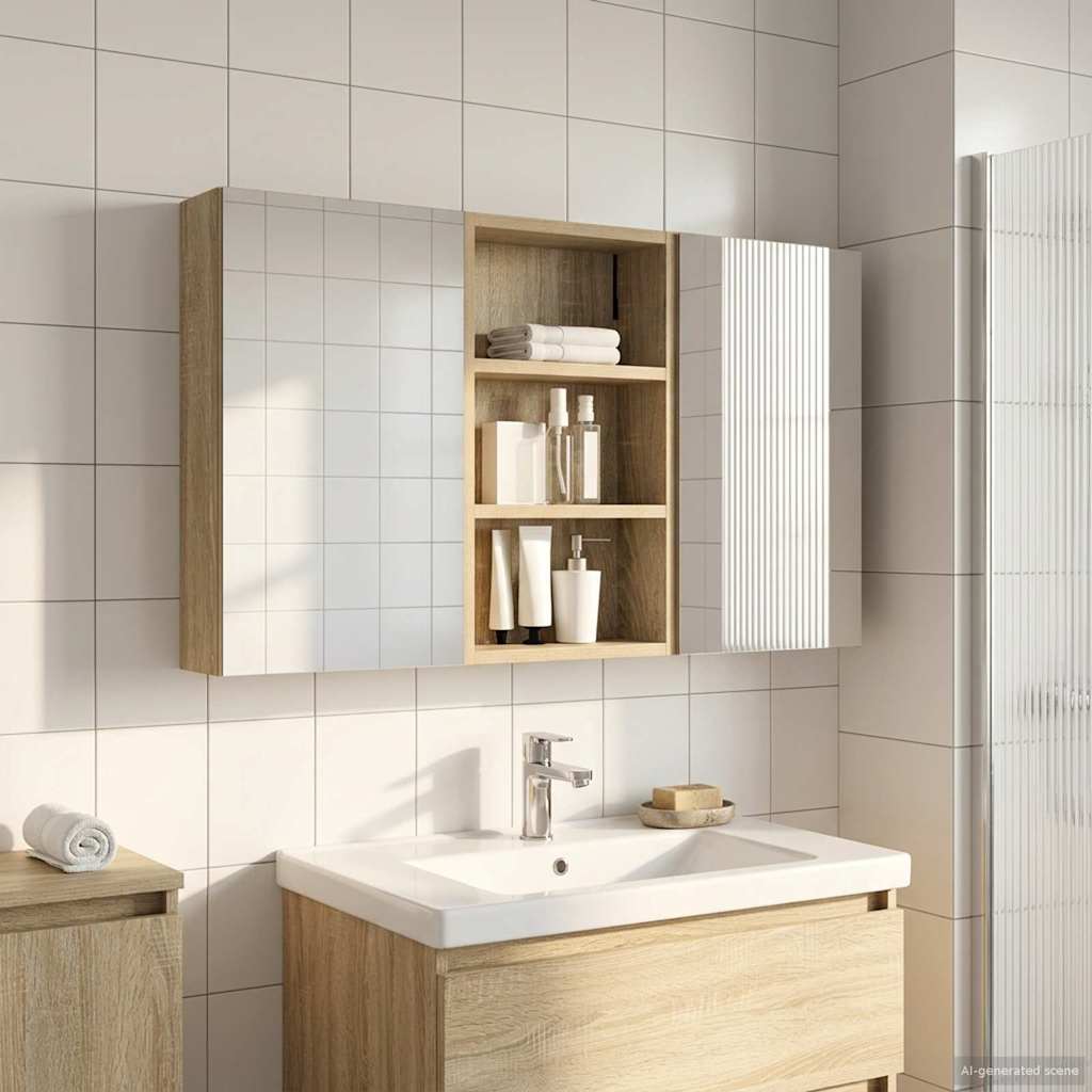 vidaXL Badkamerkastenset 3 pcs 80 x 10,5 x 50 cm Bewerkt hout