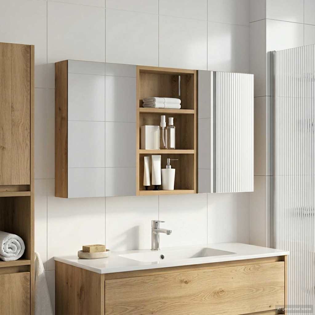 vidaXL Badkamerkastenset 3 pcs 80 x 10,5 x 50 cm Bewerkt hout