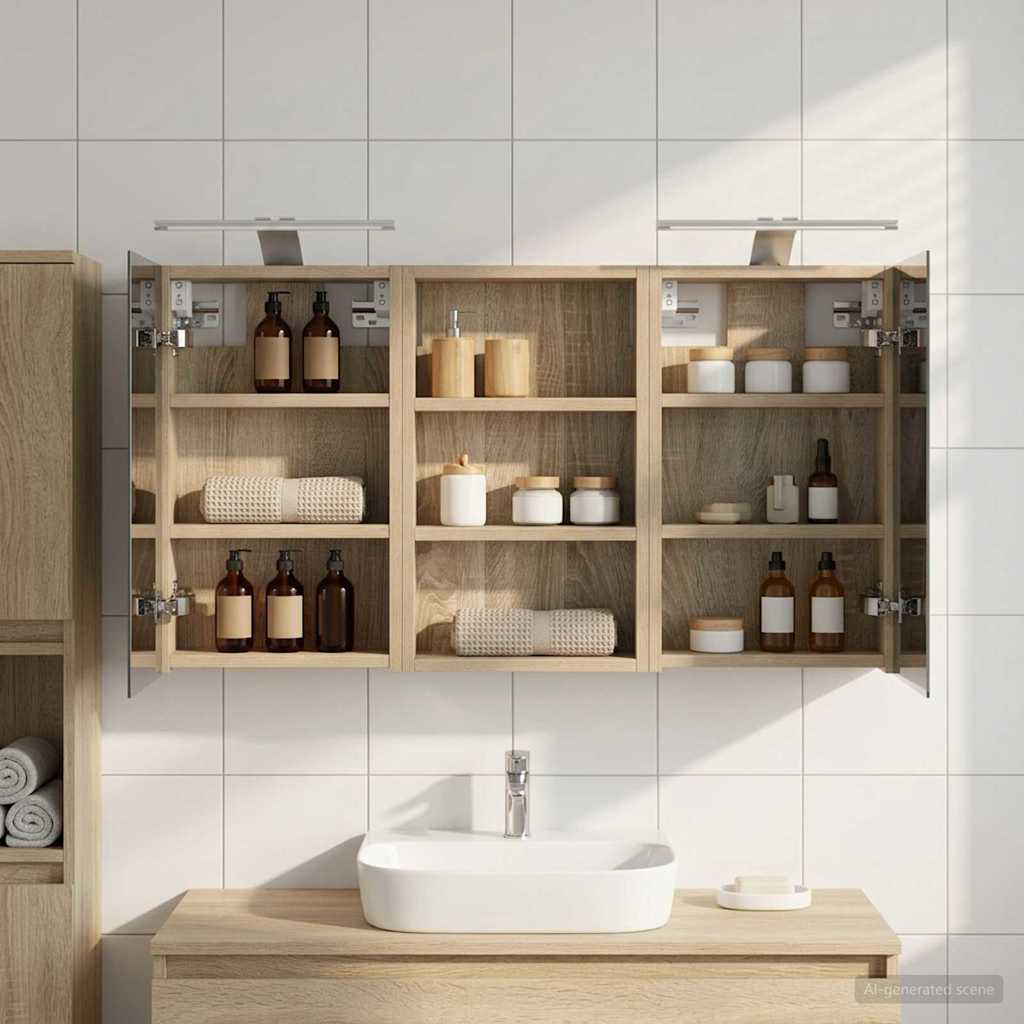 vidaXL Badkamerkastenset 3 pcs 80 x 10,5 x 50 cm Bewerkt hout