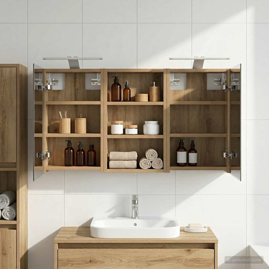 vidaXL Badkamerkastenset 3 pcs 80 x 10,5 x 50 cm Bewerkt hout