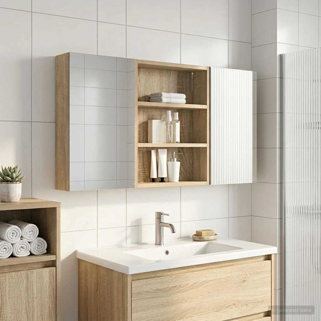 vidaXL Badkamerkastenset 3 pcs 80 x 10,5 x 50 cm Bewerkt hout
