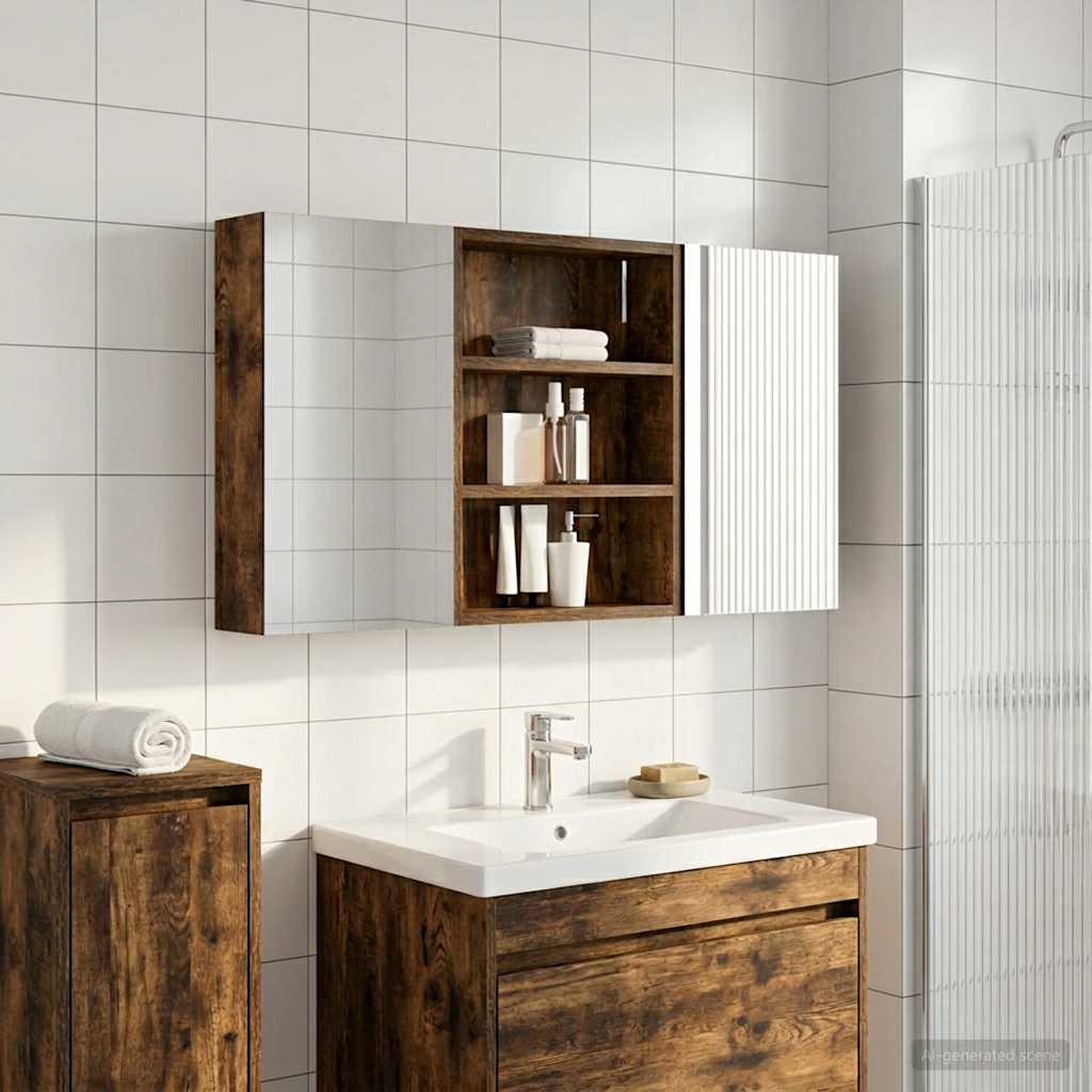 vidaXL Badkamerkastenset 3 pcs 80 x 10,5 x 50 cm Bewerkt hout