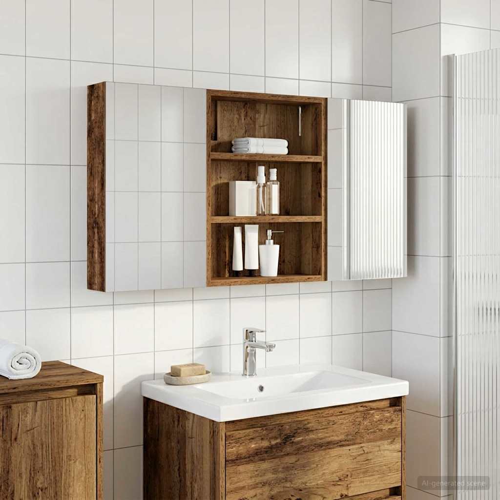 vidaXL Badkamerkastenset 3 pcs 80 x 10,5 x 50 cm Bewerkt hout