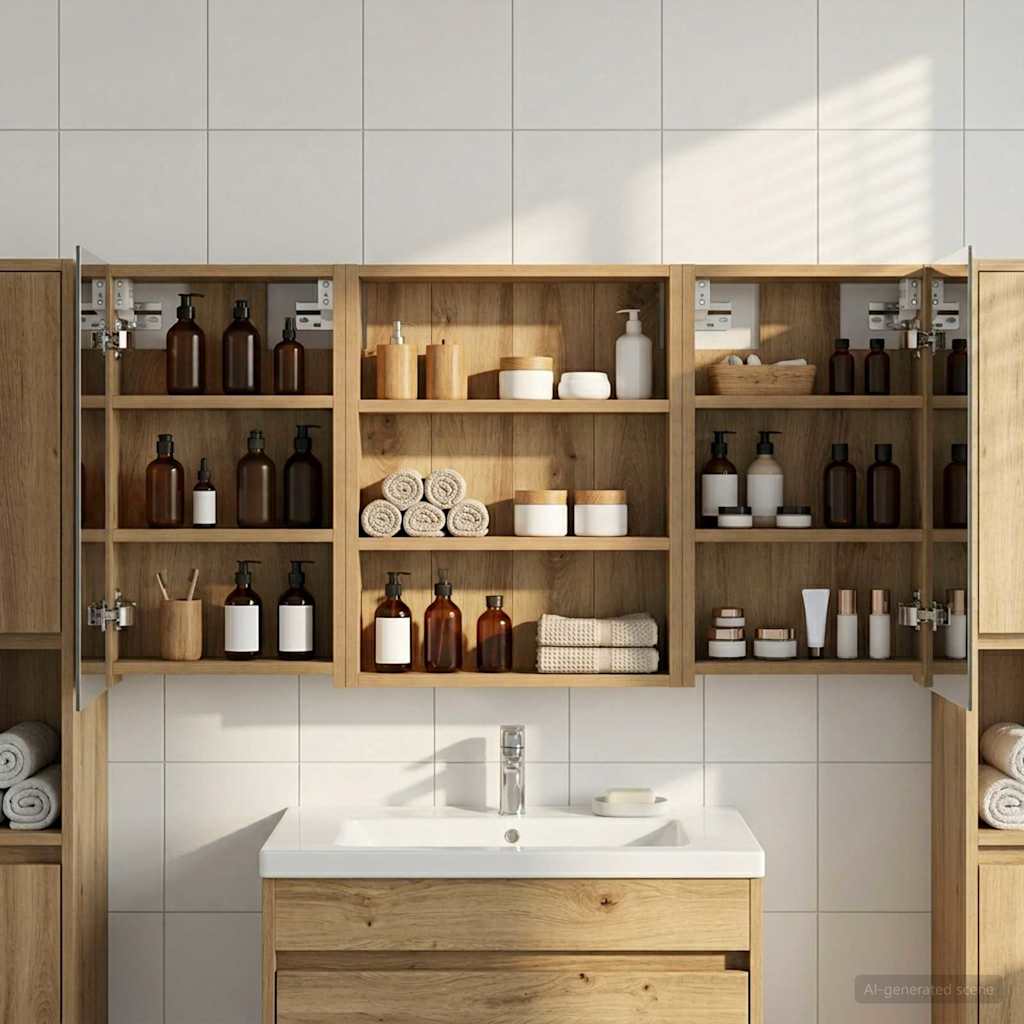 vidaXL Badkamerkastenset 3 pcs 80 x 10,5 x 50 cm Bewerkt hout