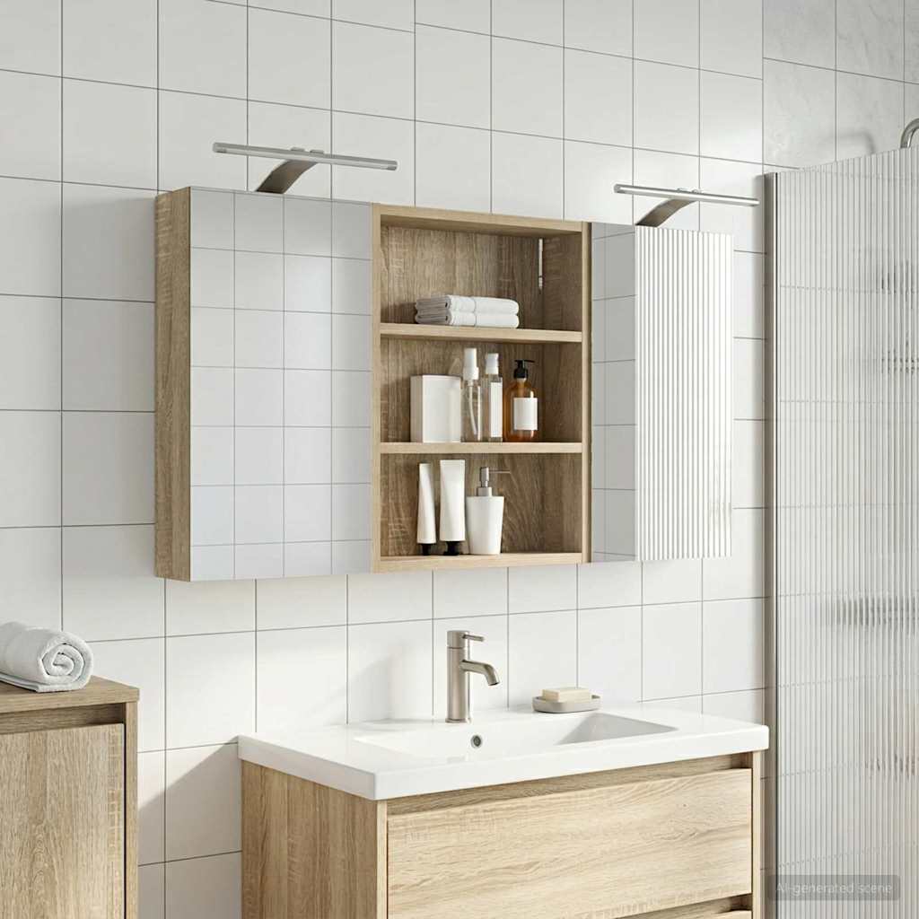 vidaXL Badkamerkastenset 3 pcs 80 x 10,5 x 50 cm Bewerkt hout