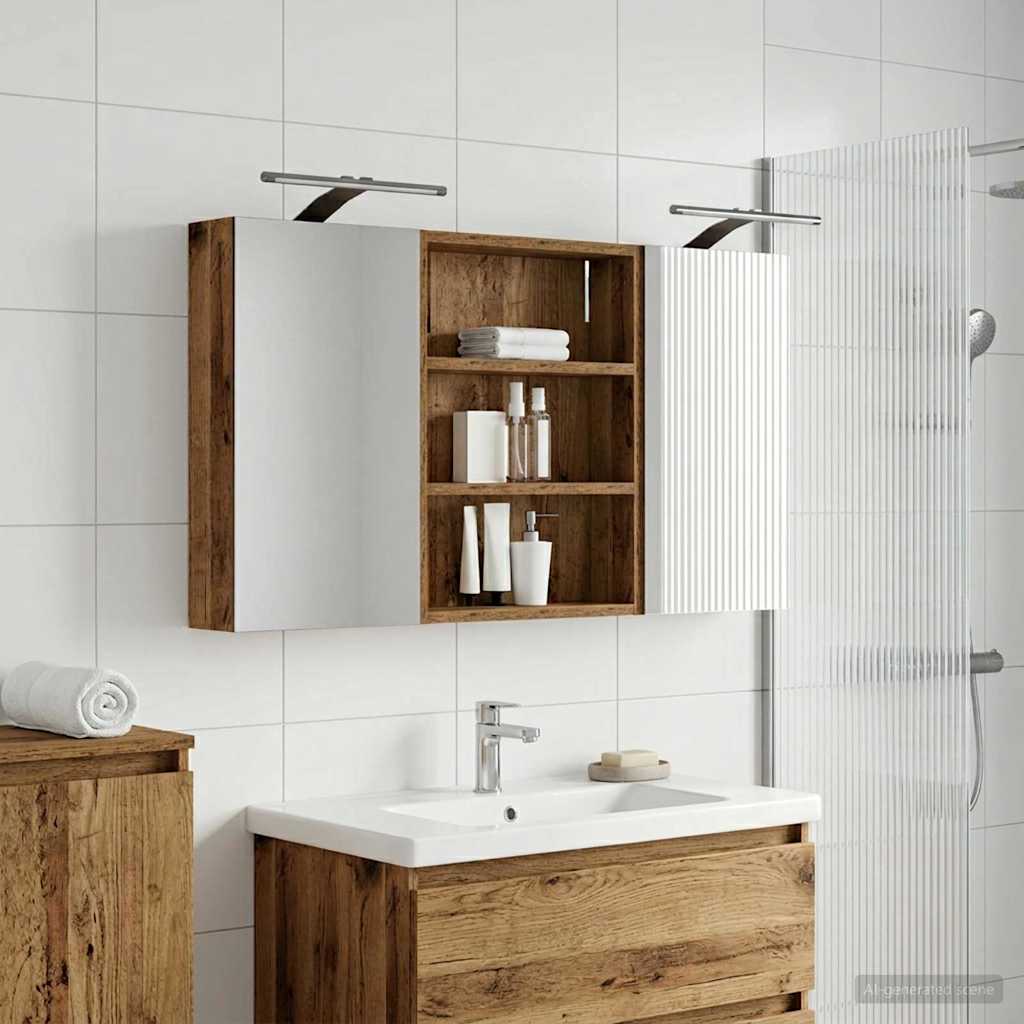 vidaXL Badkamerkastenset 3 pcs 80 x 10,5 x 50 cm Bewerkt hout